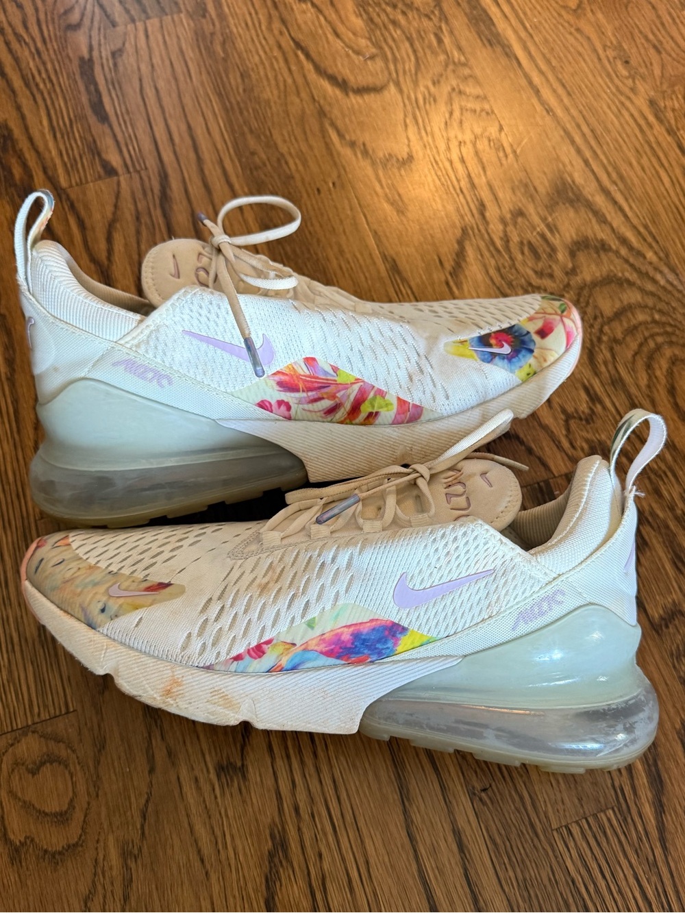 Nike Airmax White Sneakers with Floral Accents